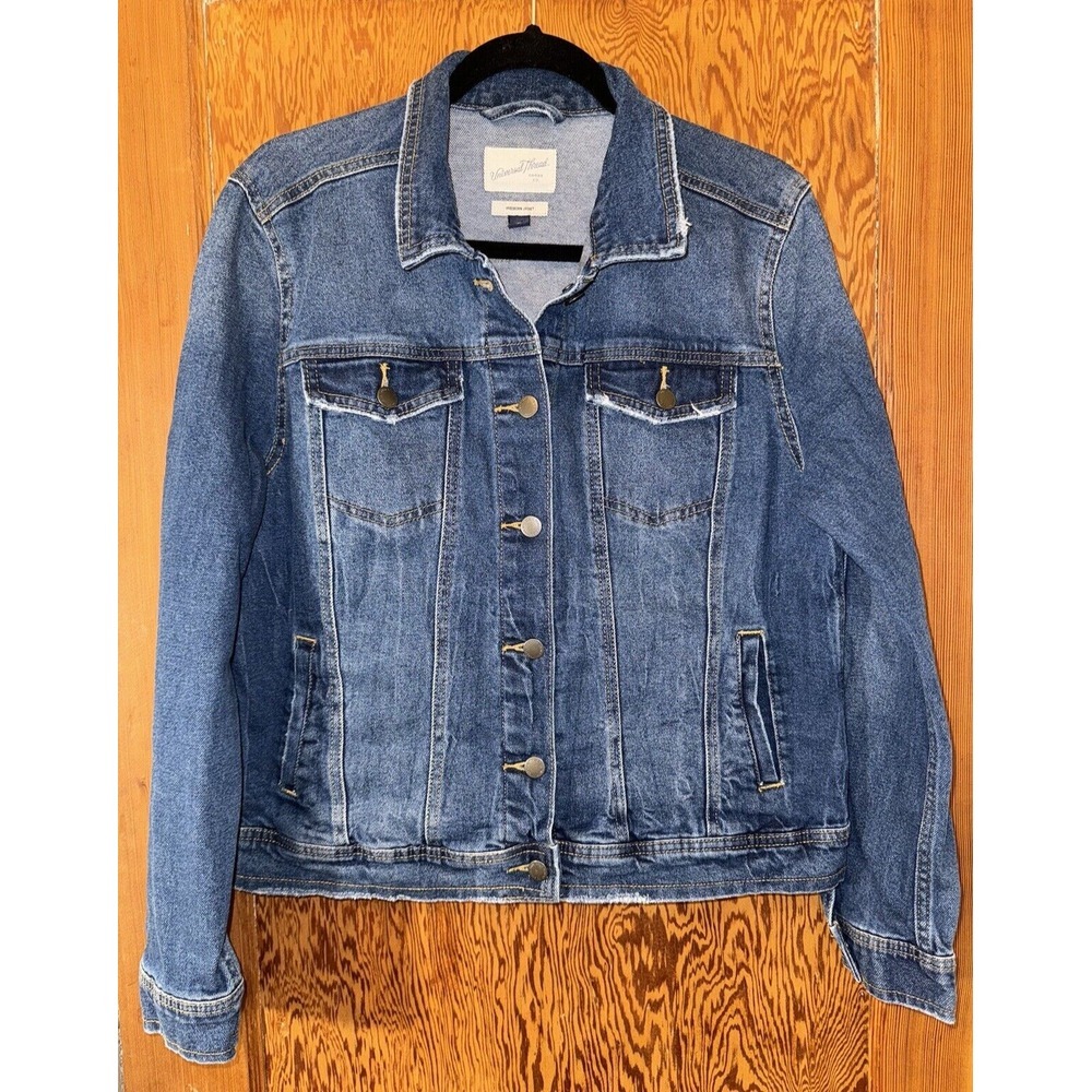 Universal Thread Freeborn Distressed Blue Denim Jean Jacket XL Stretch